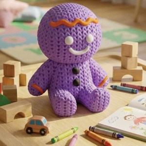 Kurabiye Adam Oyuncak 15 CM - Örme Görünümlü Dayanıklı Gövde - Mor