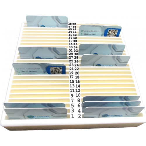 Ziyaretçi Kartı Standı - 50 Bölmeli Kimlik Kartı Tutucu - Profesyonel Resepsiyon Kartlığı