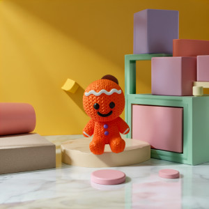 Kurabiye Adam Oyuncak 15 CM - Örme Görünümlü Dayanıklı Gövde - Turuncu